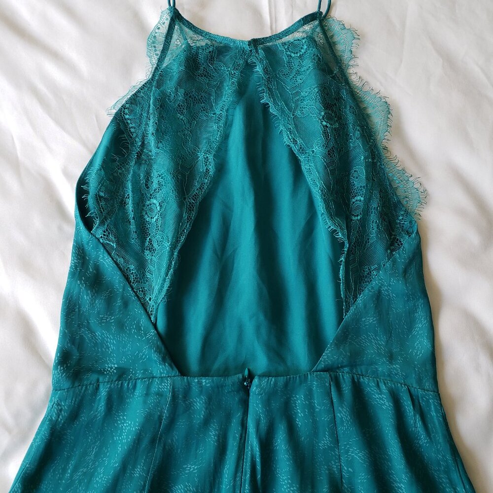 Samsoe & Samsoe Willow ML Long Cut Out Lace Back Brocade Green Dress - Picture 7 of 14